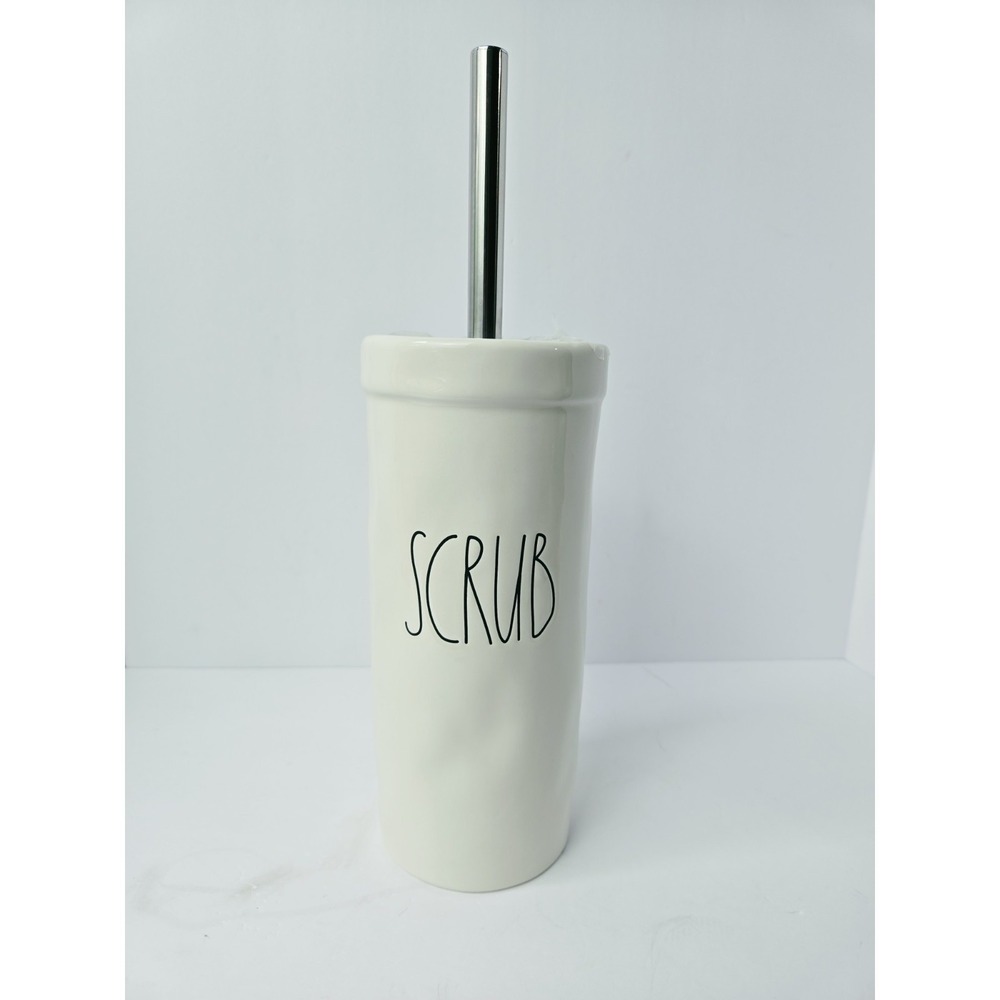NEW Rae Dunn toilet brush scrubber SCRUB White Black Letters bathroom